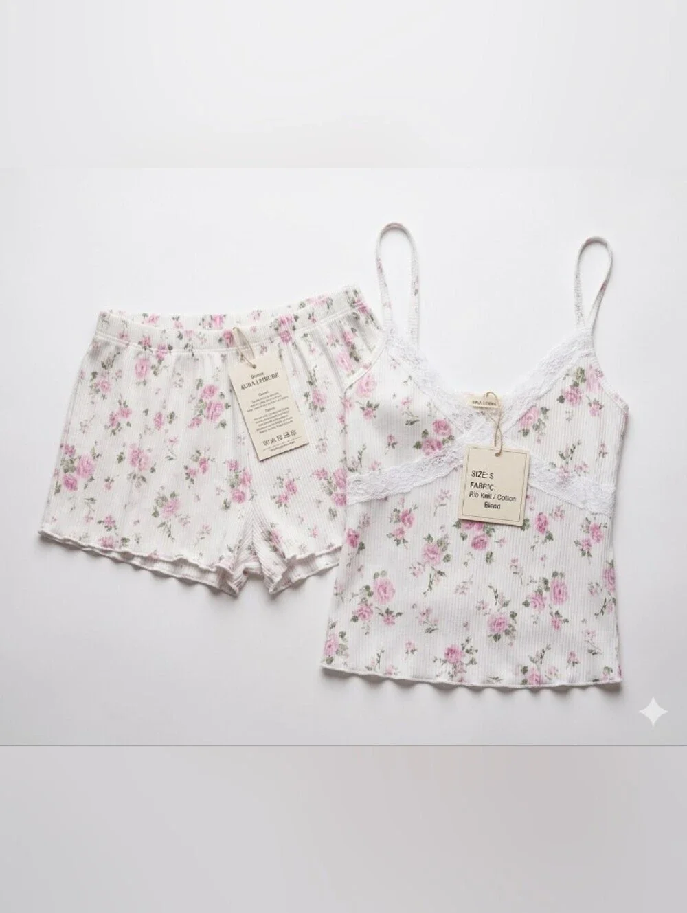 Laura Ashley 2pc Rob Knit Floral Cami Short Set